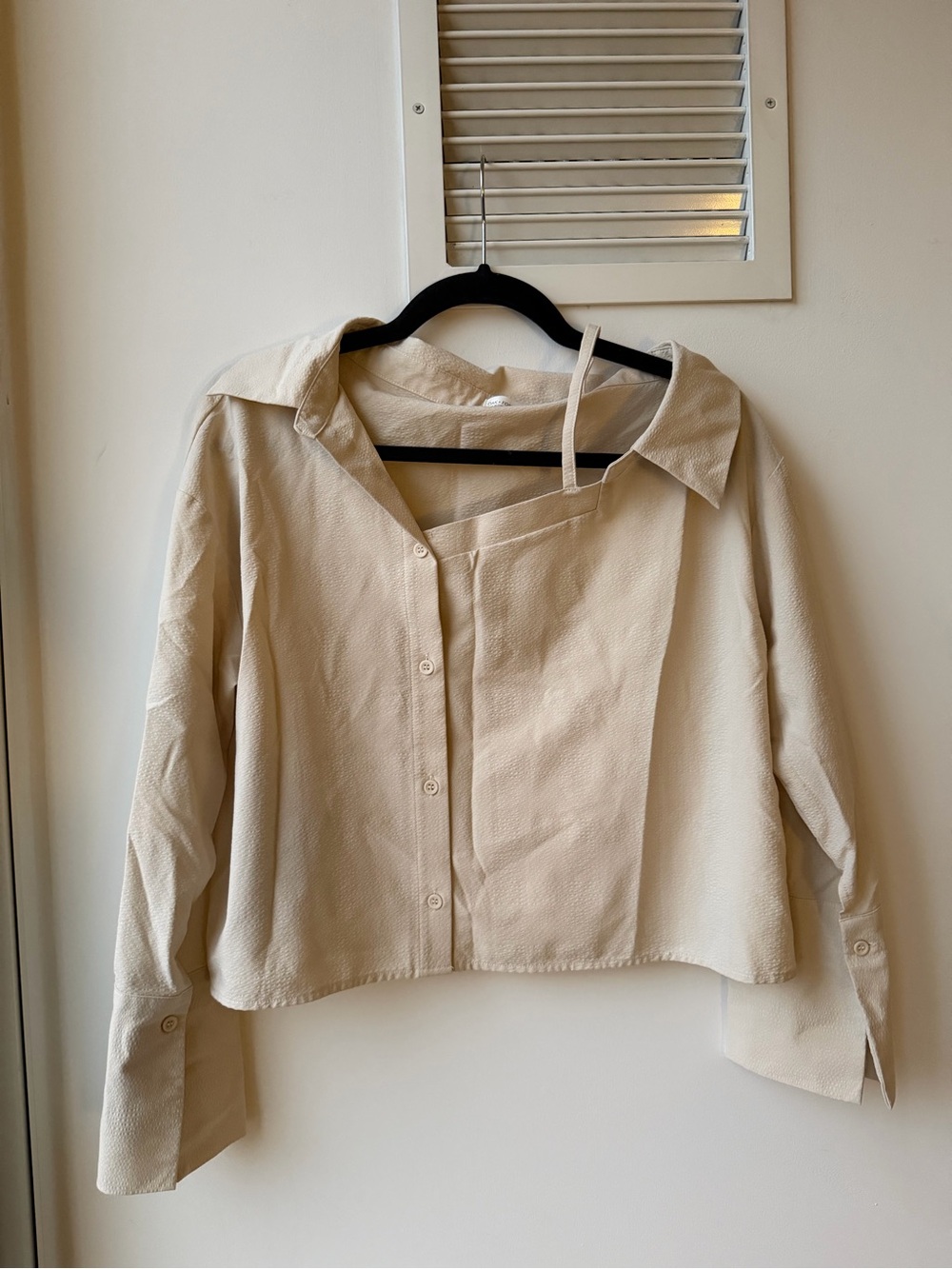 Oak+Fort Cream Button-Front off shoulder Shirt small